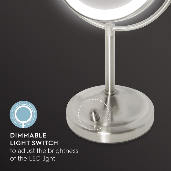 Косметичне двостороннє дзеркало з 7х збільшенням та регульованим LED підсвічуванням Double-Sided